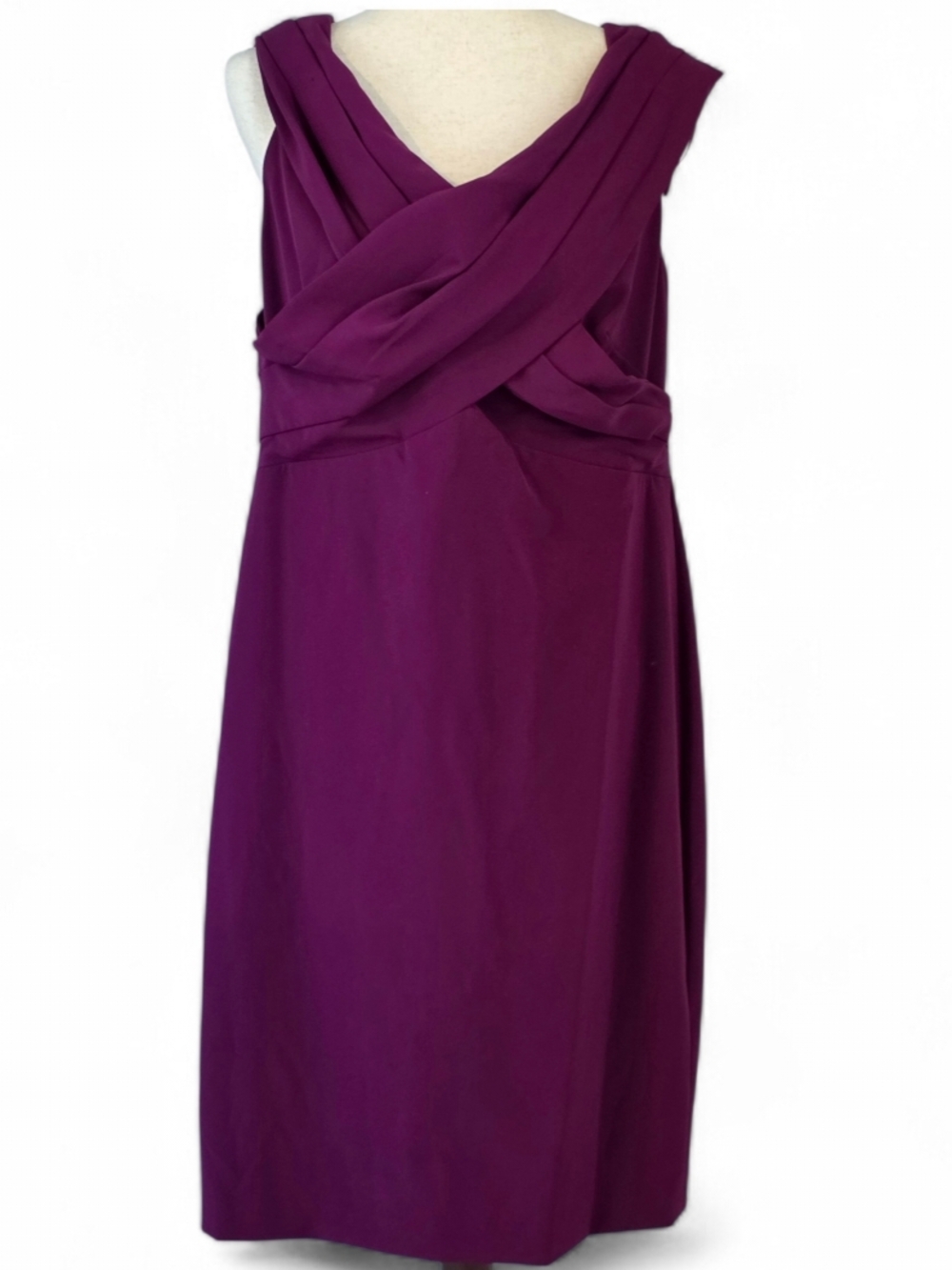 Lauren Ralph Lauren Deep Plum Twist-Detail Sleeveless Midi Dress Womens Size 14